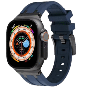 Bracelet en Titanium Black Metal Head Bleu pour Apple watch