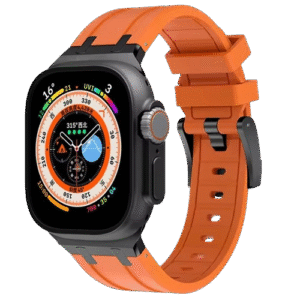 Bracelet en Titanium Black Metal Head orange pour Apple watch