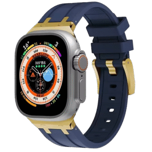 Bracelet en Titanium Gold Metal Head Bleu pour Apple watch