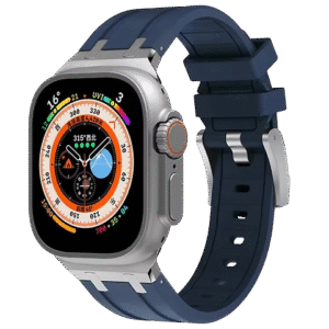 Bracelet en Titanium Silver Metal Head Bleu pour Apple watch