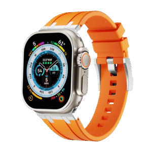 Bracelet en Titanium Silver Metal Head orange pour Apple watch