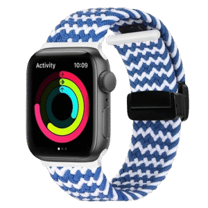 Bracelet en nylon ultra tresse pour Apple Watch Blue White