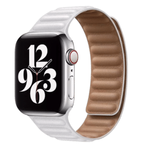 Bracelet Apple watch cuir Blanc Magnetic Loop