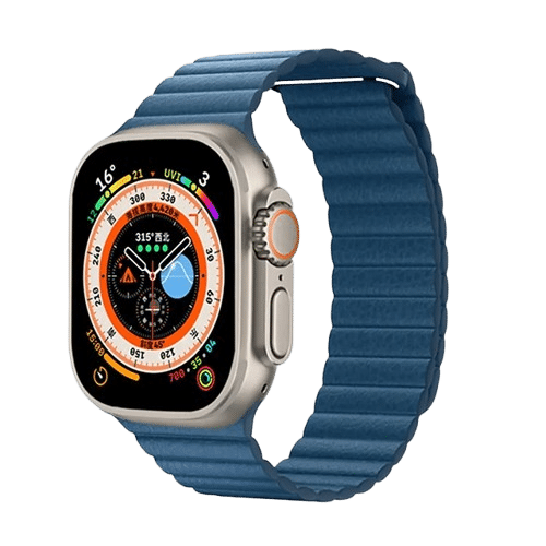 Bracelet Apple watch cuir Bleu Nuit Magnetic Double Loop