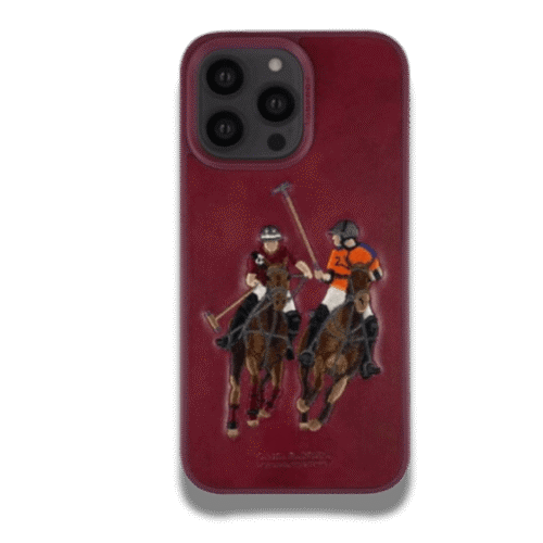 Coque Dark Red Double Horses Santa Barbara Polo & Racquet Club