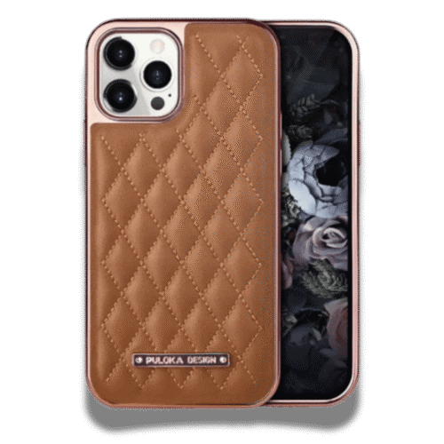 Coque iPhone Puloka en cuir Marron