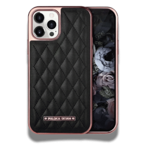 Coque iPhone Puloka en cuir Noir