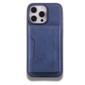 coque iphone en cuir PU avec porte cartes magnétique détachable Bleu