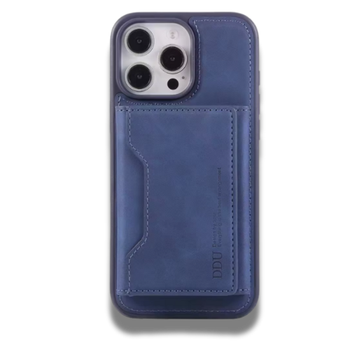 coque iphone en cuir PU avec porte cartes magnétique détachable Bleu