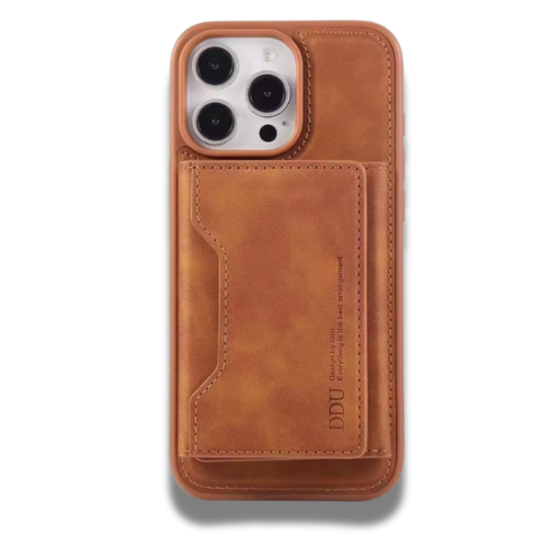 coque iphone en cuir PU avec porte cartes magnétique détachable Marron